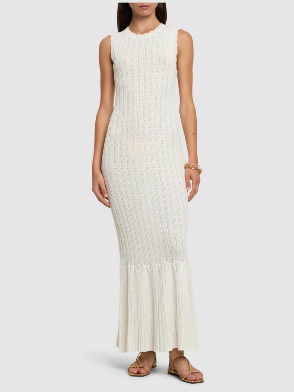 Loulou Studio Cream Sleeveless Knit Maxi Dress